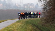 cyclists on a winter bike ride